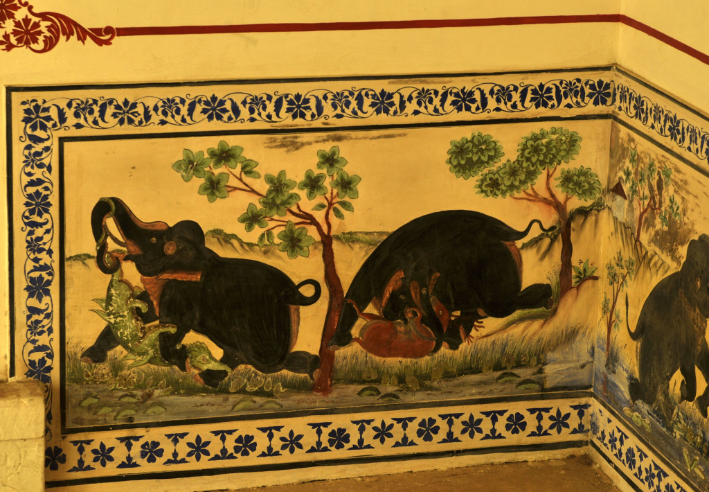 Fighting Elephants Paintings inside the Zanana Mahal